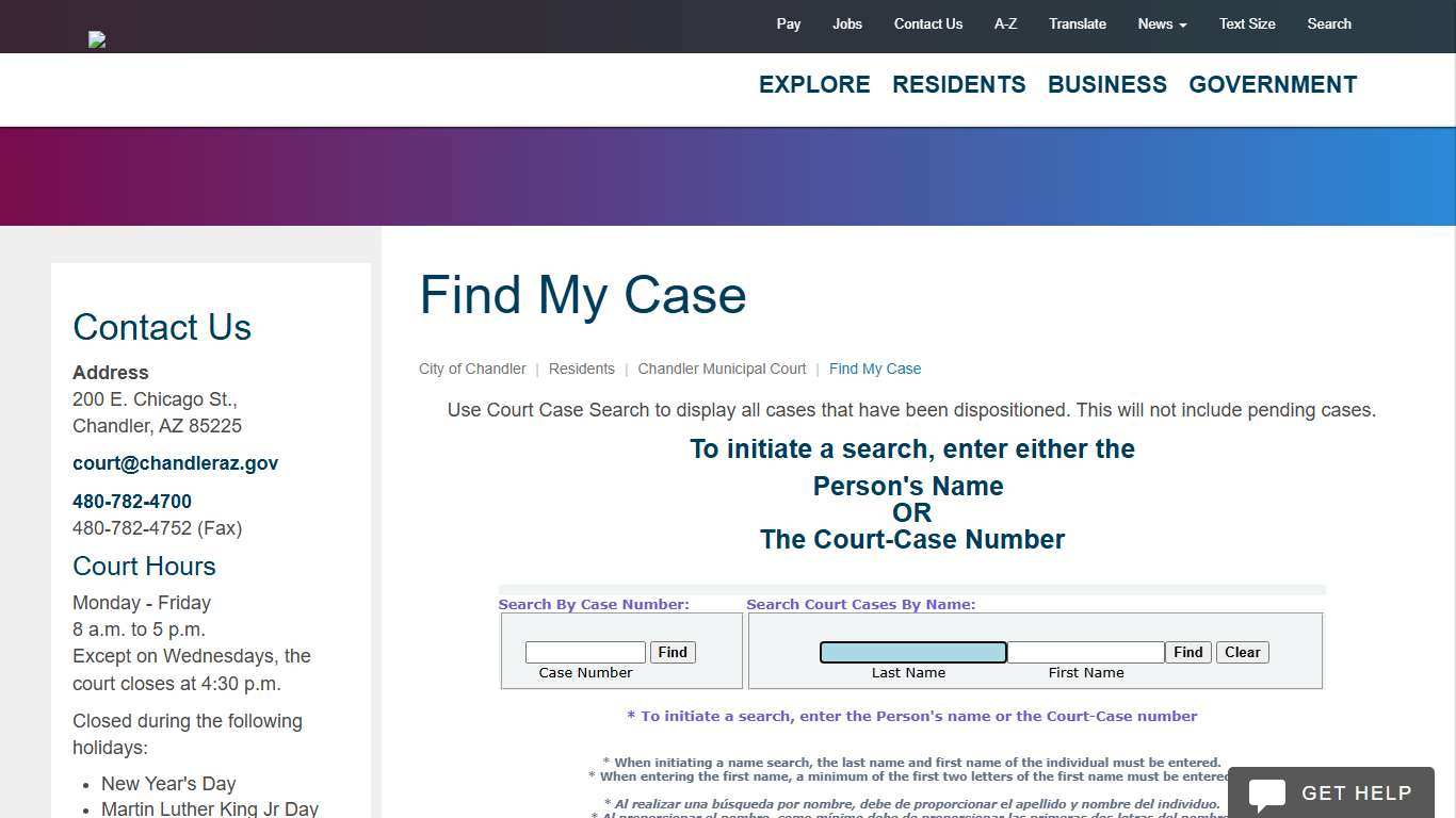 Find My Case | City of Chandler